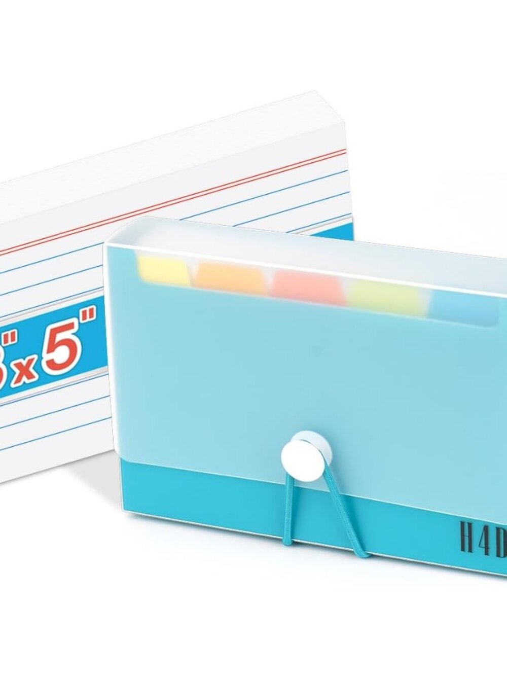 3x5 Index Card Case with 100 Ruled Index Cards and Dividers, Teal
